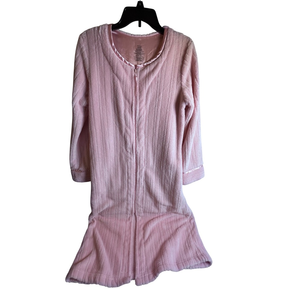 Unbranded Zip Front Robe Small 4-6 Pink Ribbed Fleece Long Sleeve Women